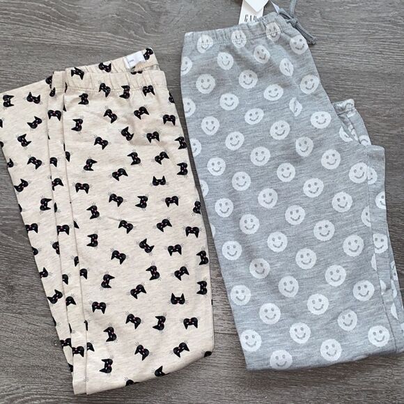 2 gap kids pants (cats/ legging) ( smiley face/sleep pant)